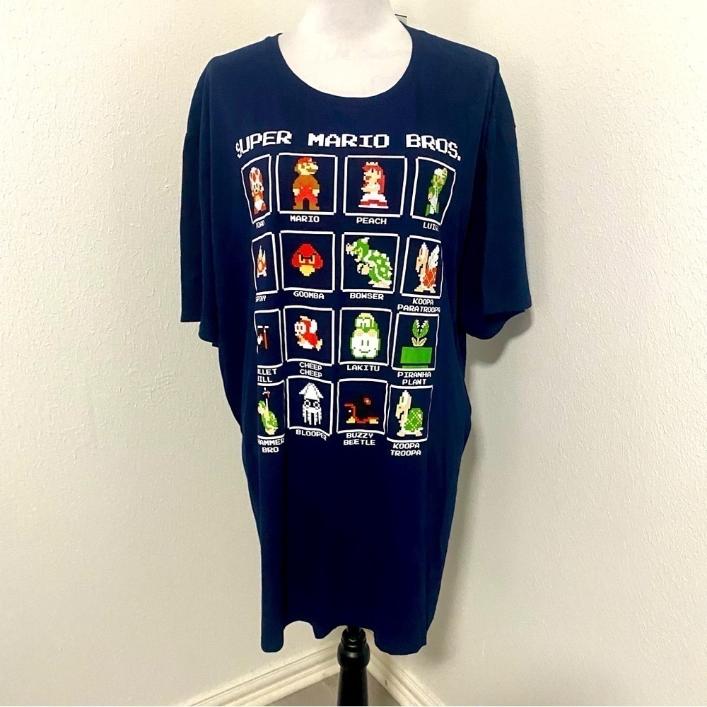 Nintendo Super Mario Men's Super Mario Character Boxed H Graphic Tee 3X (54/56)